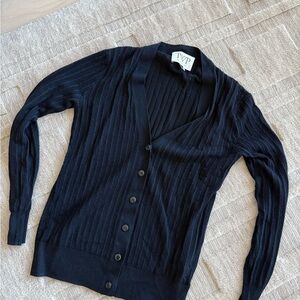 TWP Classic Navy Women's Cotton Silk Cardigan Sweater